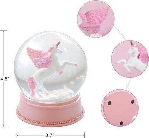 Unicorn Snow Globes for Girls - Pink Glitter Glass Snowglobe for Kids, 100MM ... - Picture 5 of 6