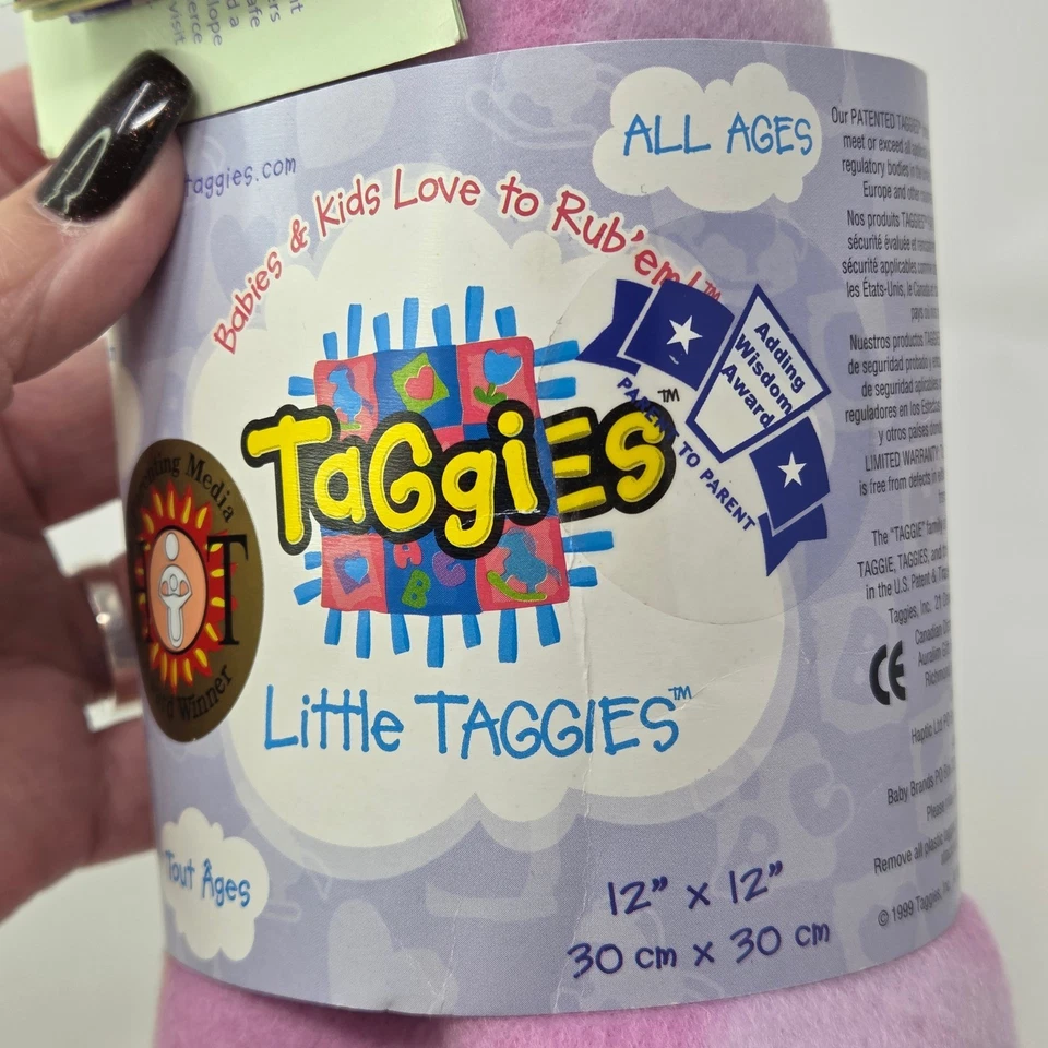 Taggies Original Manta Bebé 12"X12" Rosa Suave Etiqueta Sensorial Manta - NUEVO Foto 3 de 4