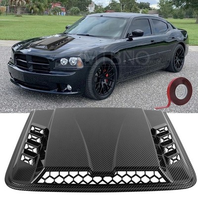For Dodge Charger Carbon Fiber Air Intake Flow Hood Scoop Vent Bonnet Trim Cover