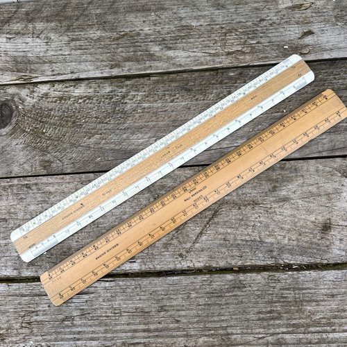 Vintage Wooden Engineer Survey Rulers Engine Divided X2 | eBay
