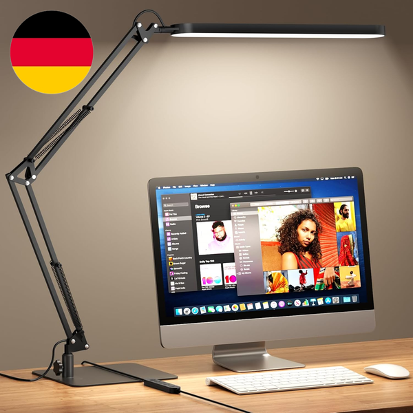 Skyleo Schreibtischlampe LED - Ultradunnem Sockel LED Tischlampe, Schwarz | Vers-image