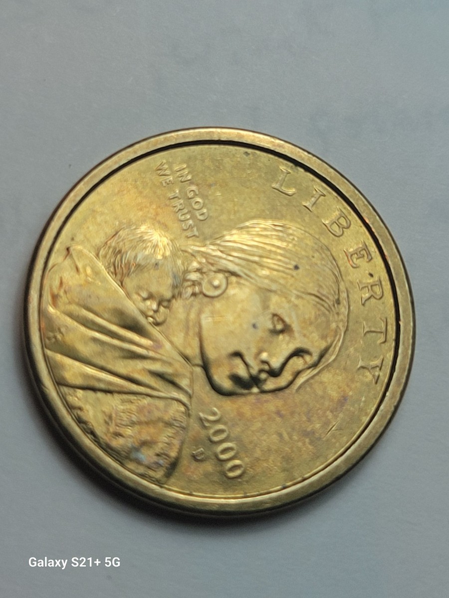 2000-D Gold Sacagawea 1$ Off-center Misaligned Die Strike Nice