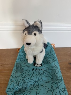 Jellycat Jackson Husky Stuffed Plush Dog 11 Gray White London  Retired