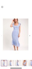 Lulus Women's Light Blue Midi Fit and Flare With Tie Straps