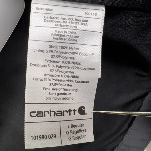 Carhartt Men’s Large Full Swing Briscoe Charcoal Grey Rain Defender Jacket - Picture 8 of 18