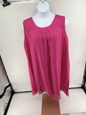 Bellambra Linen Shift Dress Eyelet Lace Trim New with Tags 2X Pink