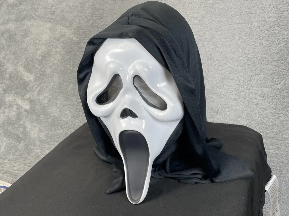 Spirit Halloween Ghost Face Mask Adult One Size White Hooded Scream Costume - Image 2 of 4