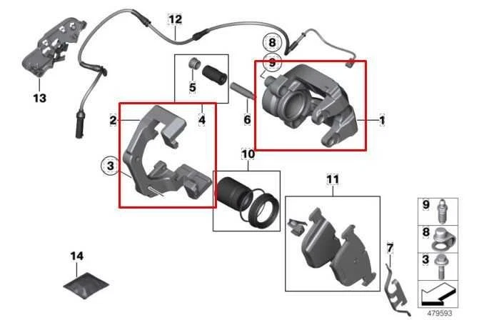 Pinza de disco de freno trasera derecha pasajero BMW 750I xDrive 2010-15 34216786832 Foto 2 de 4
