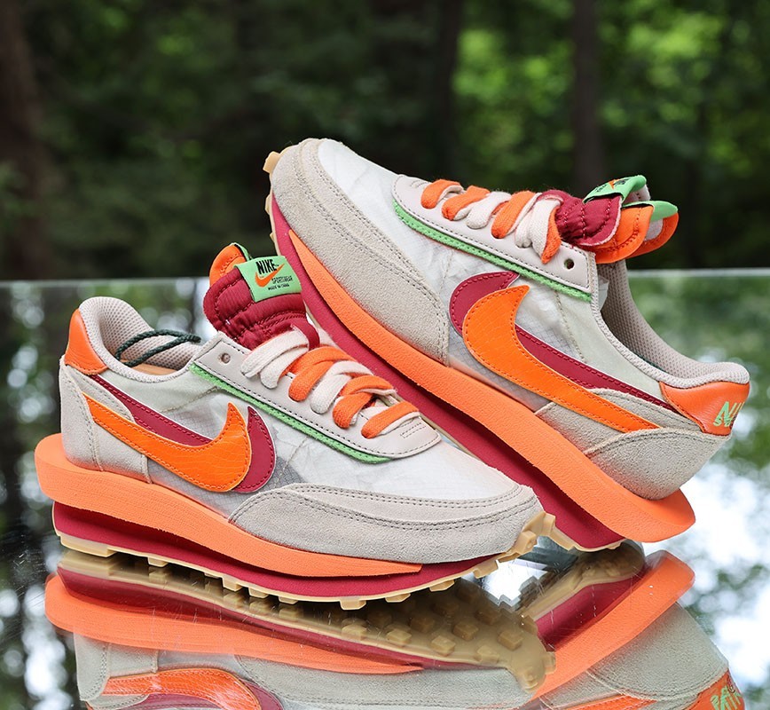 Nike LD Waffle Sacai CLOT Kiss of Death Net Orange Size 5 Custom