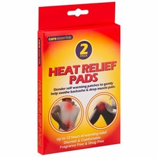 Care Essentials Heat Relief Pads 2 Pack  Self Heating Back & Muscle Pain Patches
