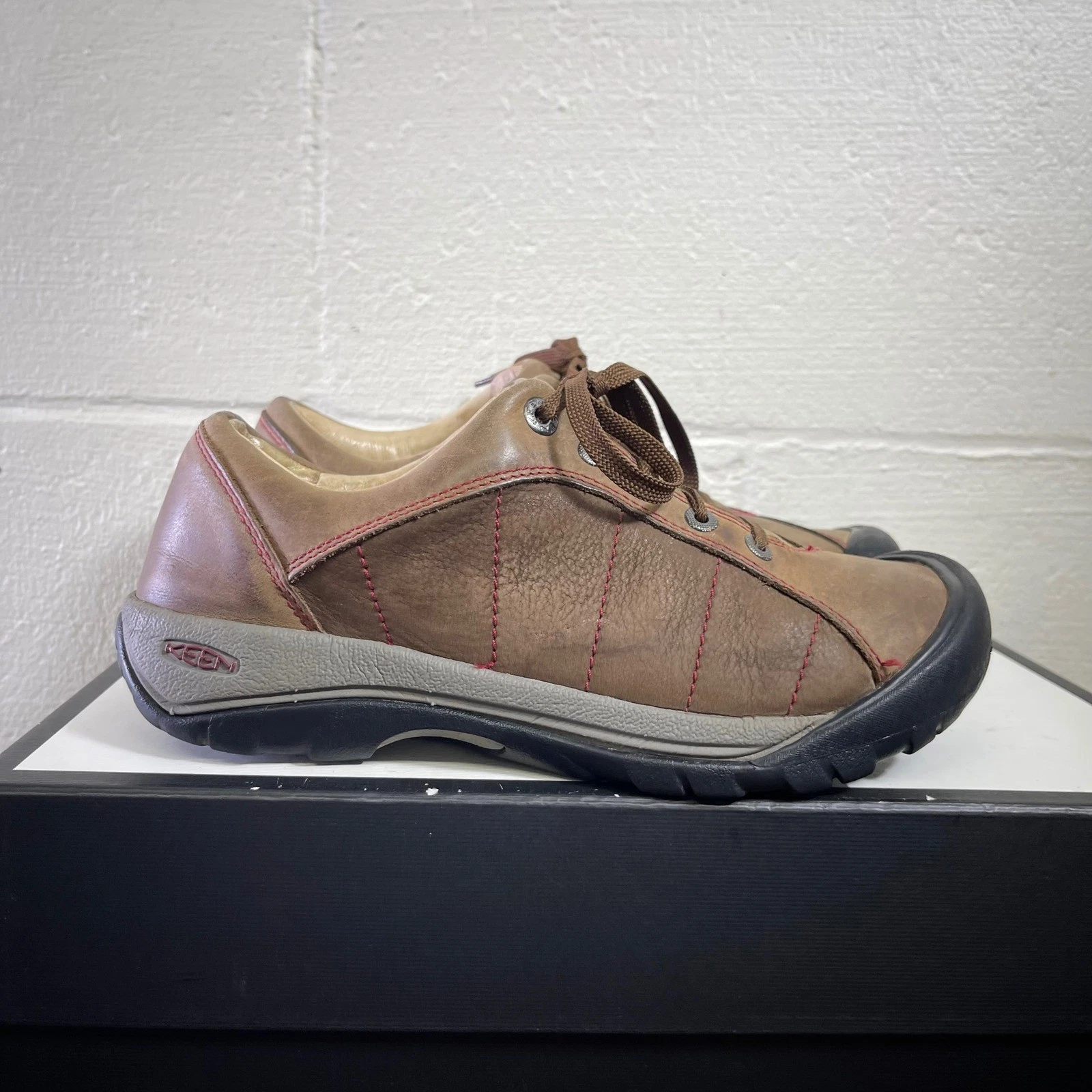 Keen Presidio Brown Leather Comfort Walking Shoes Lace up Women's 8.5 US/6 UK
