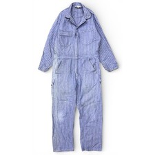 Vintage Roebucks Blue Herringbone Mechanic Coveralls Jump Flight Suit Romper USA
