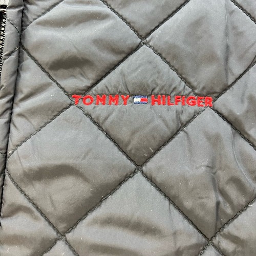 VTG Tommy Hilfiger Quilted Vest Women"s Size XL Black With Yellow Plaid Lining - Picture 10 of 13