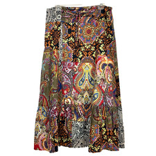 VTG 90s patchwork hippie maxi skirt multicolor boho tiered Sz L Cottagecore Folk