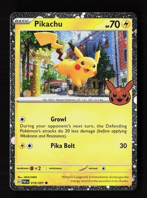 Pikachu 018/091 Holo Holo Rare Trick or Trade BOOster 2024 Pokemon Near Mint