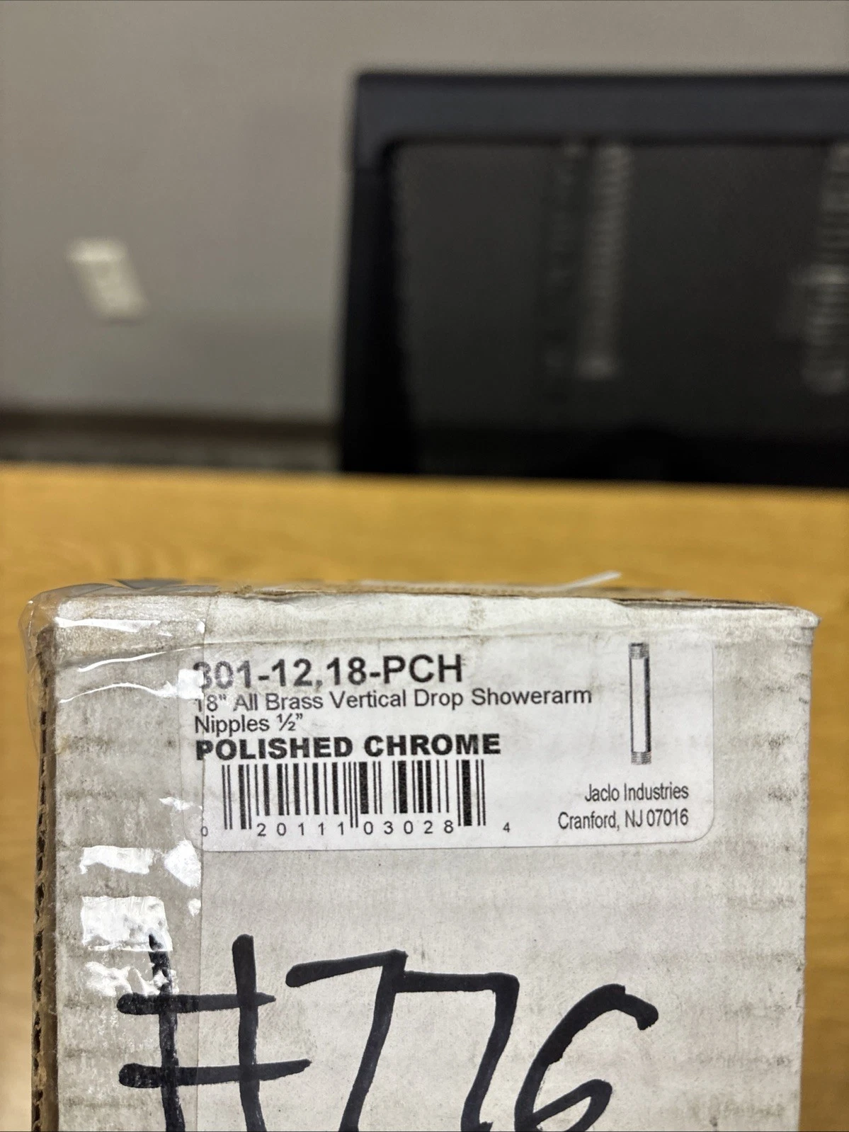 JACLO 801-12.18-PCH 18" Ceiling-Mount Shower Arm Rain Vertical