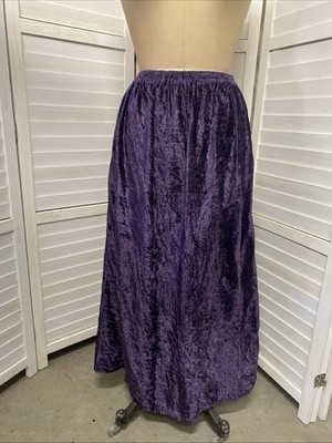VTG White Stag Crushed Velvet Skirt Women s  Purple Elastic Witchy Whimsy Goth S
