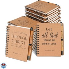 10 Sets of Christian Spiral Notebooks Bulk Prayer Journals with Pens Small No...