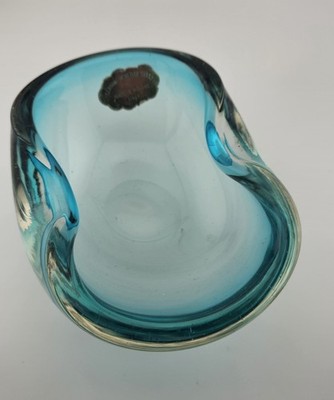 Vintage Murano Sommerso Blue 5.5'' Glass Art Ashtray Dish Amazing Glow