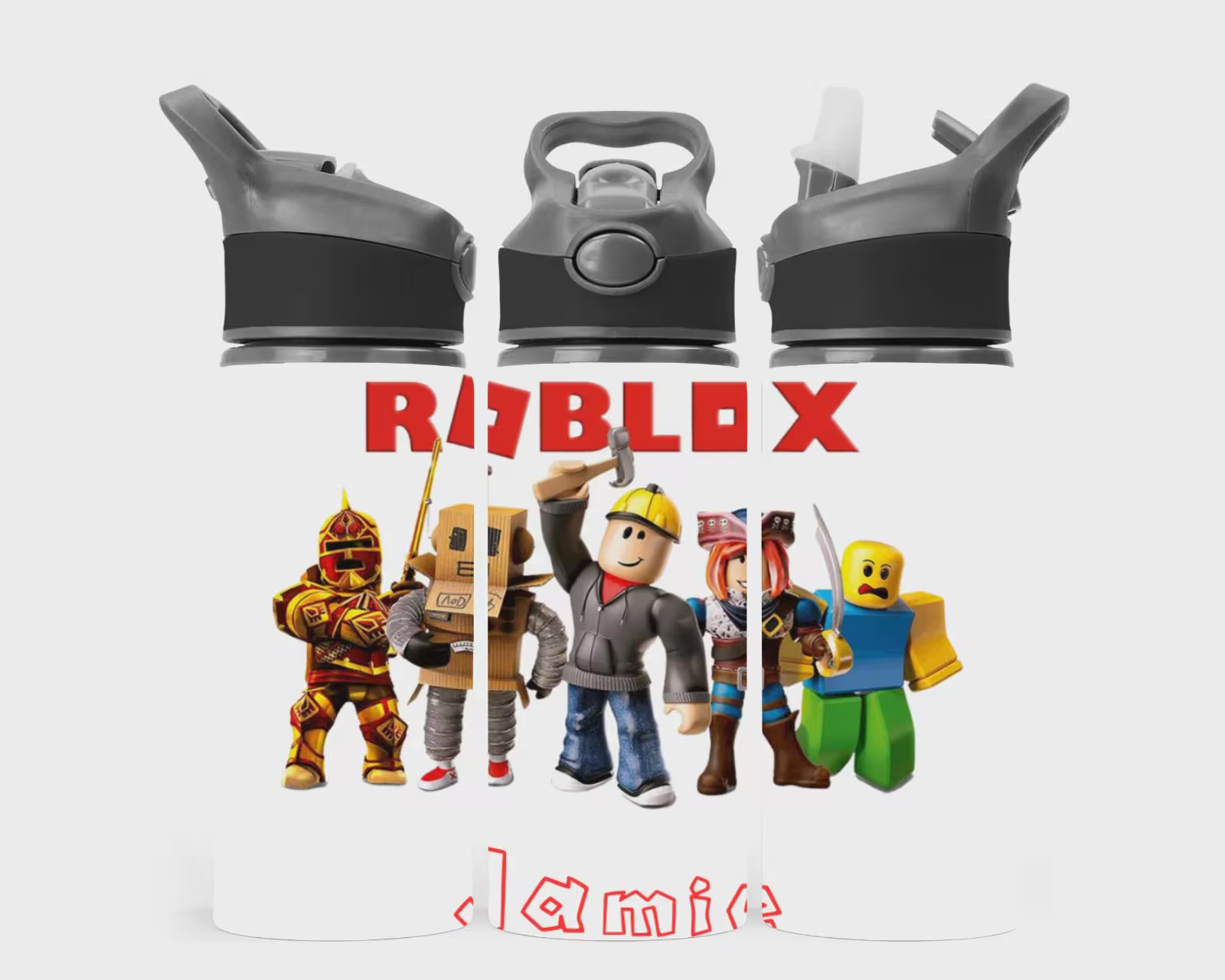 Personalised Roblox Themed Water Bottle –650ml Add Any Name & Choose Your Lid Co