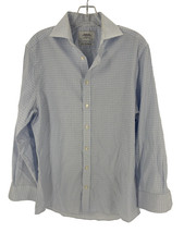 Charles Tyrwhitt Non Iron Shirt Slim Fit Light Blue Check 15.5 33 Men s Cotton