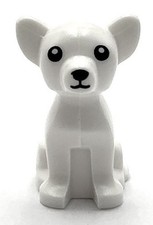 Lego Nuevo Perro Blanco Chihuahua con Ojos Negros Nariz Boca Pupilas Blancas Parte