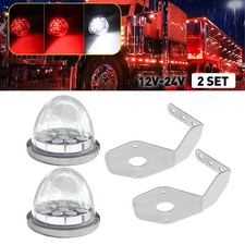 White Red LED Light Watermelon Tail Clearance Lamp Signal Truck Trailer+Brackets