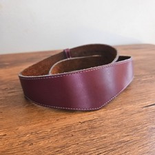 Vtg 80s Wide Burgundy Maroon Leather Curved Contour Waist Cinch Belt New York M