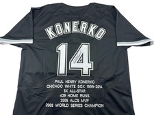 Paul Konerko Signed Autograph Black Stat Jersey JSA COA White Sox Great