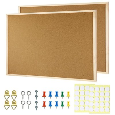 2 Pcs Cork Board, 17.7''x13.3'' Bulletin Board, Wooden Framed Corkboards for ...