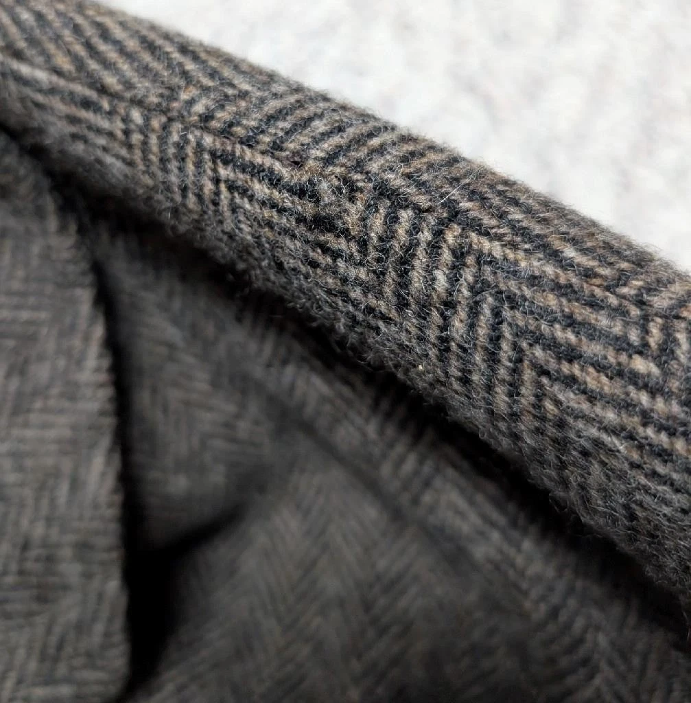 vintage USA made NORDSTROM herringbone TWEED overcoat 44L brown BELTED wool image 18