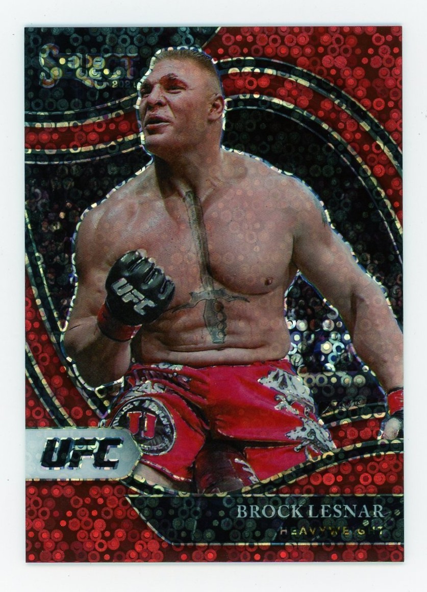 2021 Panini Select UFC #250 Brock Lesnar Octagonside Red Disco Prizm #/199