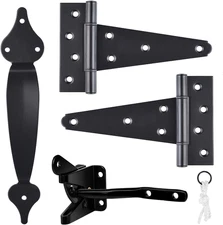 Gate Hardware Kit Heavy Duty,With Self Locking Gate Latch,6 Inch T Strap Gate Hi