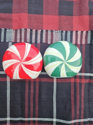 Salt & Pepper Set Candy Cane by PIER 1, Red, Green, White, Stripes, 2 7/8''