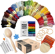 Mini Loom  Darning Kit with 14 Hooks, 10 Knitting Needles, 50 Colors Thread, DI