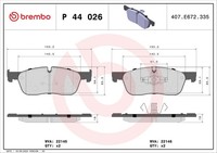 Brembo Bremsbelagsatz Scheibenbremse Prime P 44 026 FüR Rover Range Evoque Sport