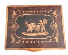 Vintage Inlaid Wood Marquetry Trinket Box Sorrento Italy Cupid Goat Gargiulo’s