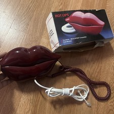 Vintage TELEMANIA LIPS Telephone Burgundy LIPS 1980s Touch Tone NOVELTY Desk