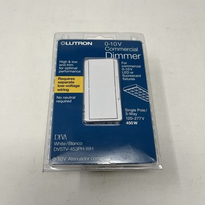 New Lutron DVSTV-453PH-WH Diva 0 10 V Commercial Dimmer Single Pole 3 Way White