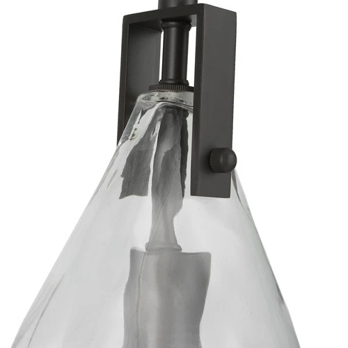 UTTERMOST 22049 CAMPESTER MATTE BLACK TEARDROP WATERED GLASS 1 LIGHT PENDANT - Picture 4 of 9