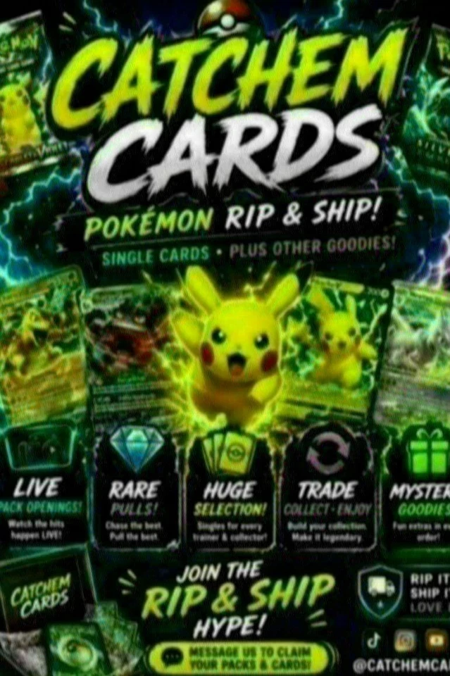 Catchem Cards Rip & Ship,151 tins, Single Cards, first partner illustration