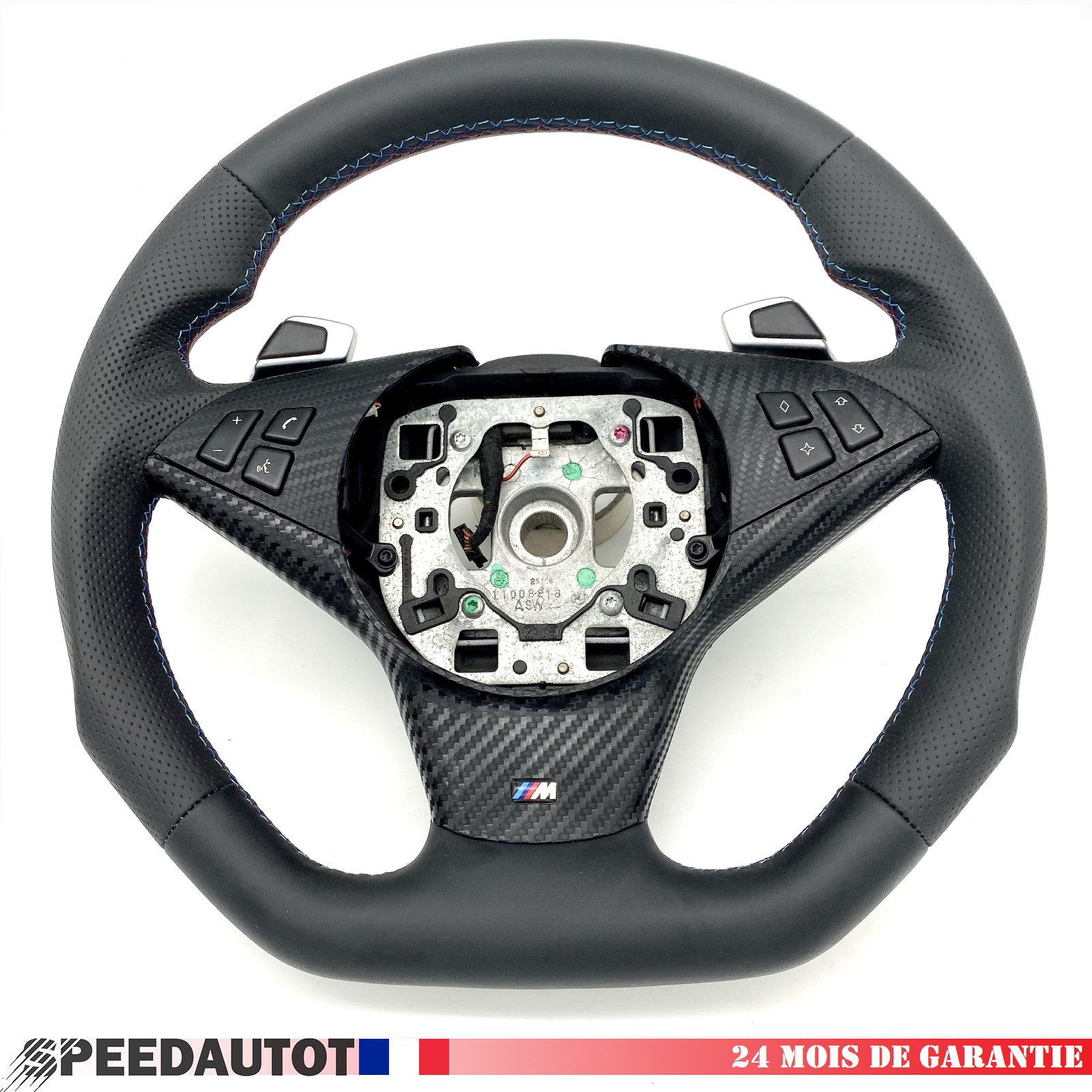 Volant cuir Aplati BMW 5 E60, E61, E63 , E64 LCI Smg Echange standard