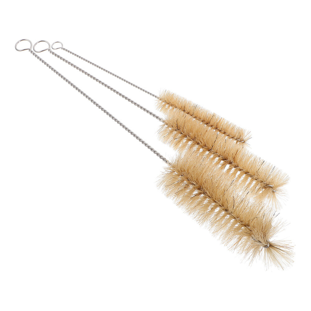3-Piece Pig Hair Flask Brush Set for Lab Bottle Cleaning