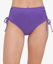 SALT+COVE HW Raised Rib Lace-Sides Bikini Swim Bottom Size L Ultraviolet
