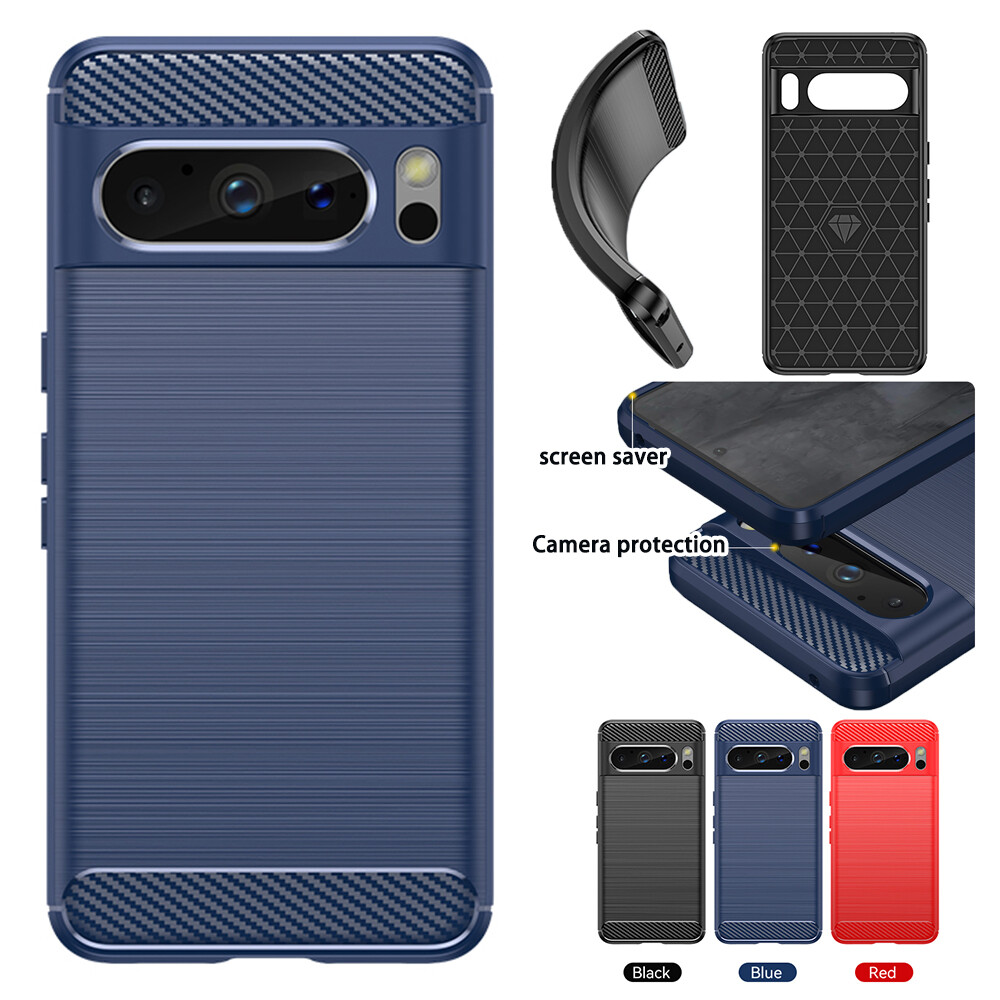 Custodia Per Google Pixel 3a Con Texture Carbonio, Antiurto, Morbida, Colore Rosso - 5