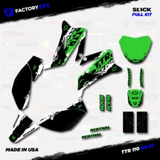 White & Green Slick Racing Graphics fits 2008-2025 YAMAHA TTR110 TTR 110 08-25 