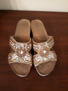 white mountain beaded sandals