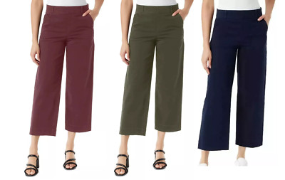 NWT Gloria Vanderbilt Women's Wide Leg Pull On Crop Jeans Size 4-12 $60 11HL158