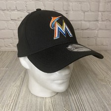 Miami Marlins Logo Flex Hat M/L Black New Era 39Thirty MLB Baseball Cap New