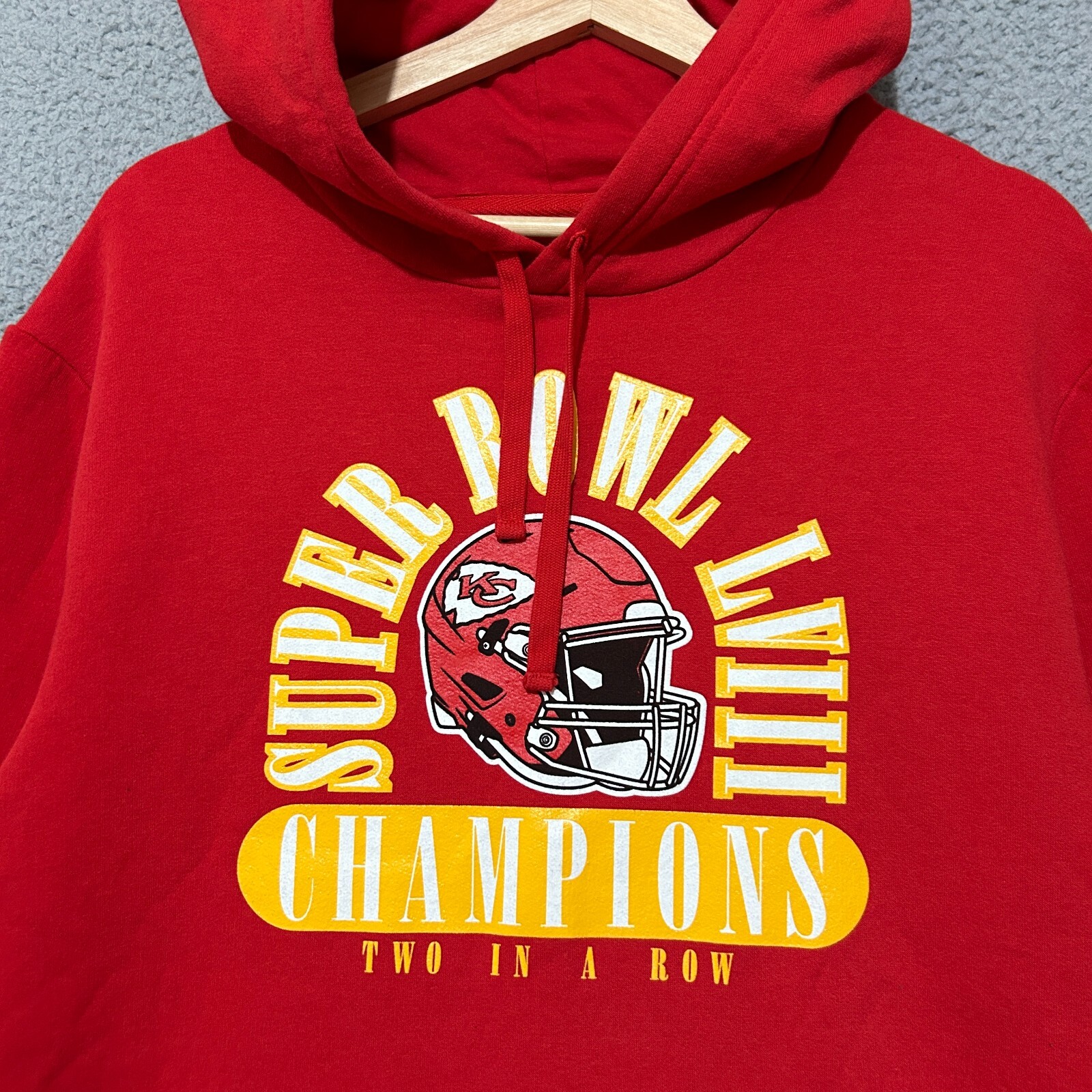 Felpa con cappuccio Kansas City Chiefs Super Bowl Champions due in una fila uomo L rossa NFL